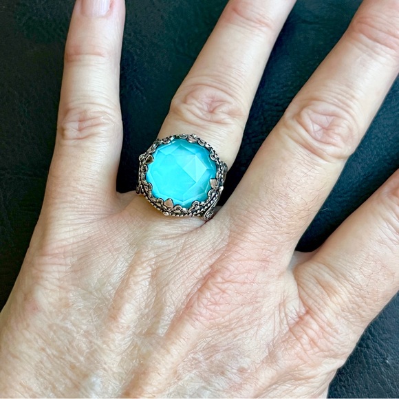 Konstantino Sterling Silver Turquoise Rock Crystal doublet ring - Picture 10 of 14